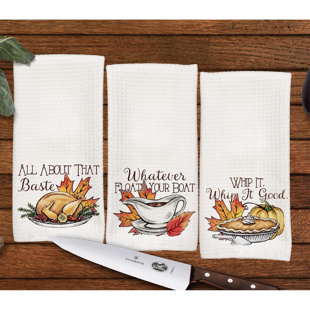 Funny Thanksgiving Kitchen‎ Towel set, Set of 3, set #2,